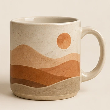 Dune Horizon Mug, Sand painted stoneware