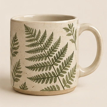 Sage Fern Mug, Sage painted stoneware
